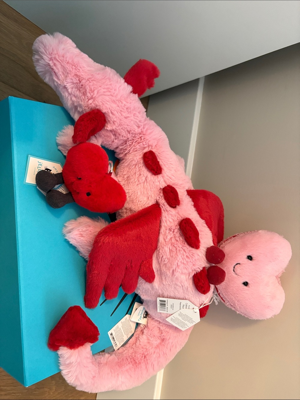 Jellycat heart dragon, Collette Heart Macaron, heart bag charm, comes with tag p